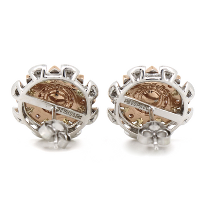 White/Rose Gold, Fancy Pink Diamond and Diamond, Decorative Stud Earrings