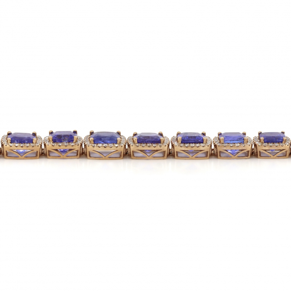 Tanzanite and Diamond Halo Bracelet