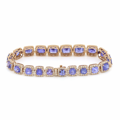 Tanzanite and Diamond Halo Bracelet