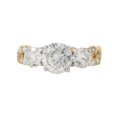 2.58ct Yellow/White Gold Diamond Trilogy Ring