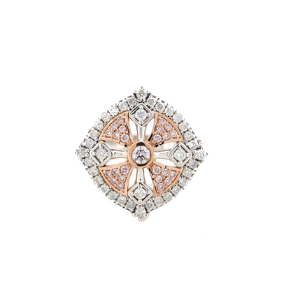 White/Rose Gold Pink Diamond Decorative Statement Ring