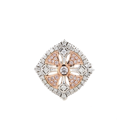 White/Rose Gold Pink Diamond Decorative Statement Ring