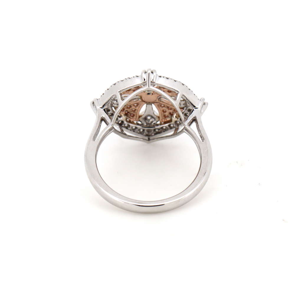 White/Rose Gold Pink Diamond Decorative Statement Ring