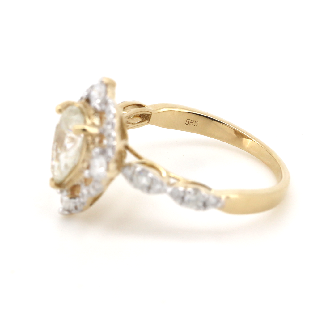 1.02ct Pear Cut Yellow Gold and Diamond Antique-Style Ring