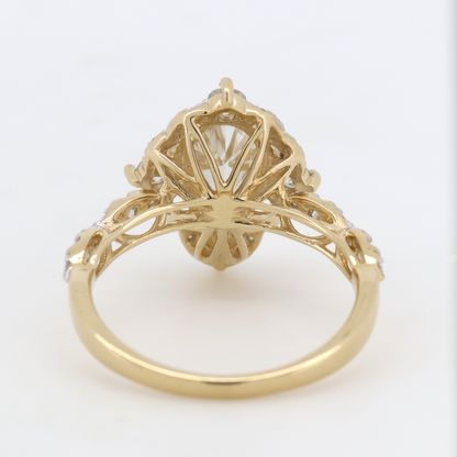 1.02ct Pear Cut Yellow Gold and Diamond Antique-Style Ring