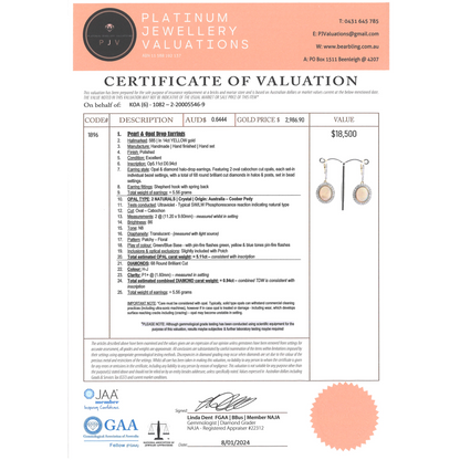 Yellow Gold Coober Pedy Opal & Diamond Drop Earrings