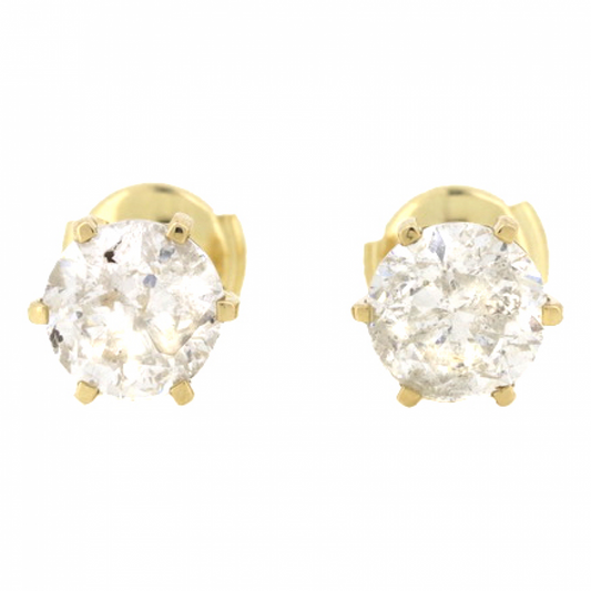 4.16ct Yellow Gold and Diamond Stud Earrings