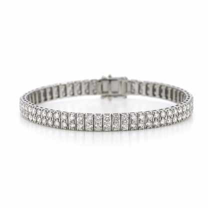 White Gold and Diamond Double Row Tennis Bracelet