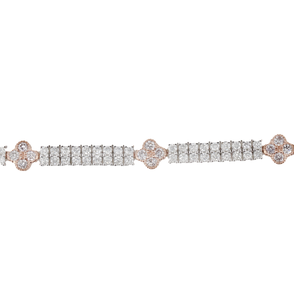 3.59ct White/Rose Gold and Pink Diamond Double Row Tennis Bracelet