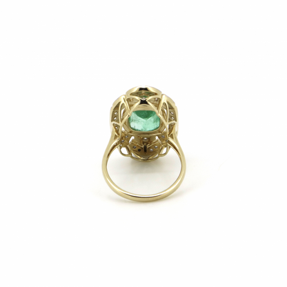 Colombian Emerald and Diamond Art Deco Inspired Ring