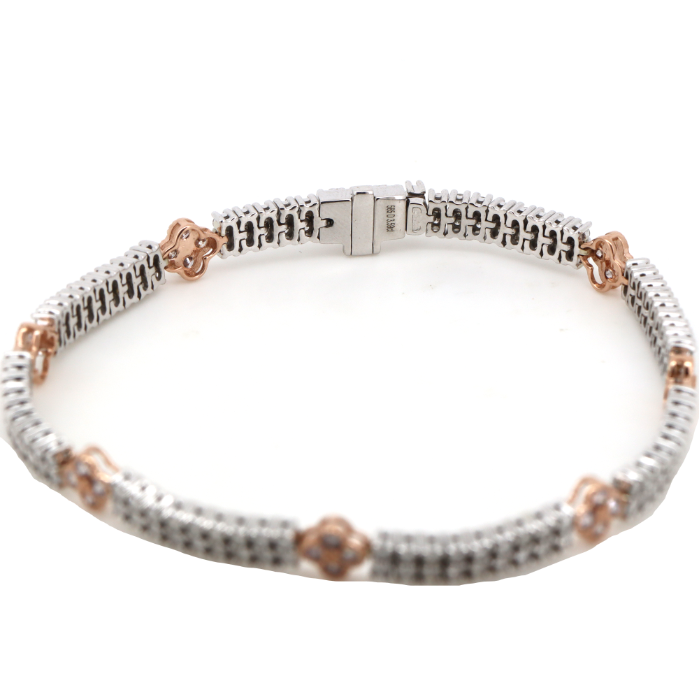 3.59ct White/Rose Gold and Pink Diamond Double Row Tennis Bracelet