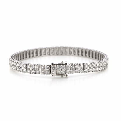 White Gold and Diamond Double Row Tennis Bracelet