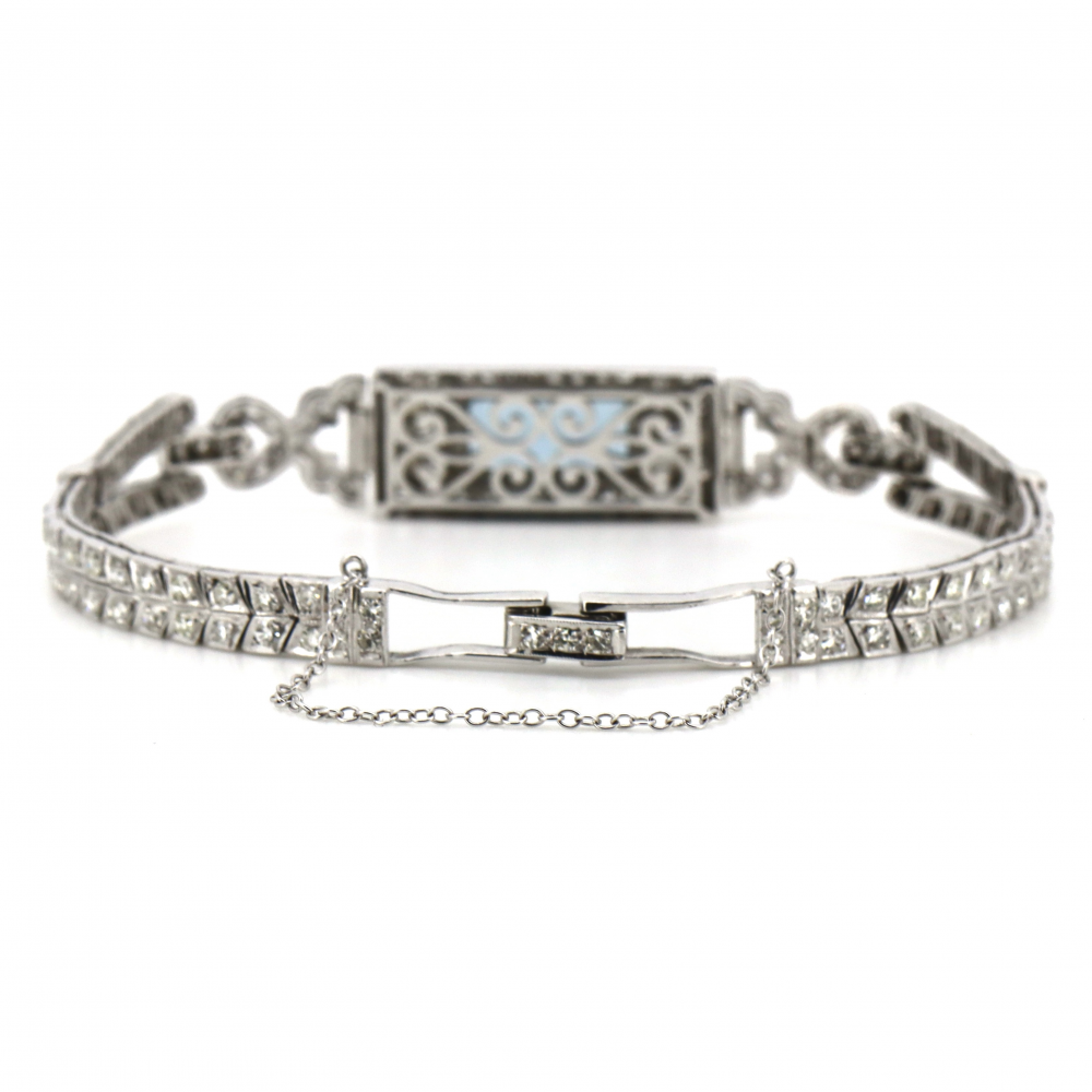 Aquamarine and Diamond Art Deco Inspired Bracelet