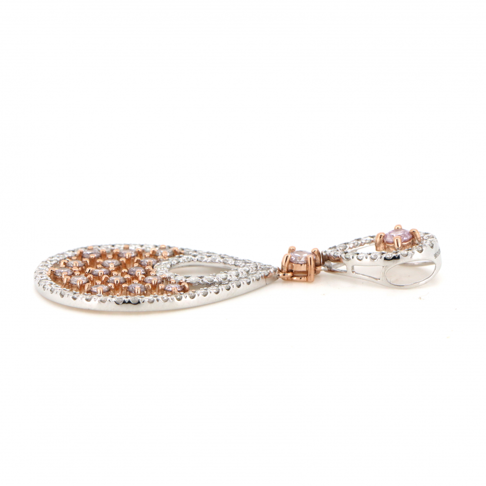 White/Rose Gold, Blush Pink Diamond, Halo Pendant