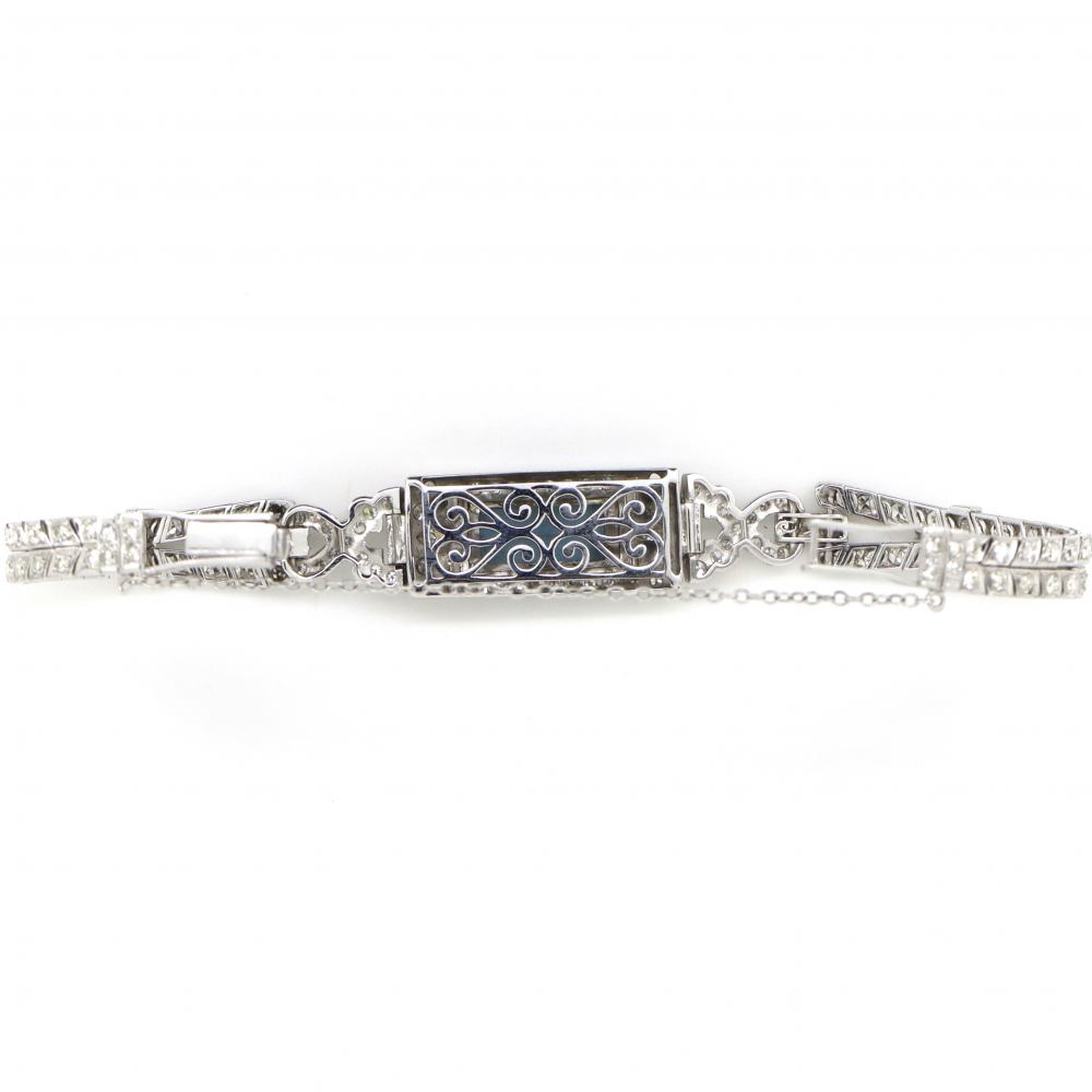 Aquamarine and Diamond Art Deco Inspired Bracelet