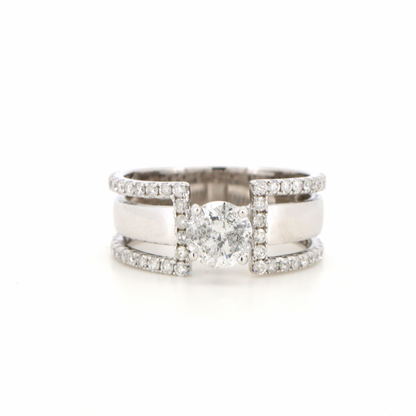 0.92ct White Gold Diamond Vintage Style Ring