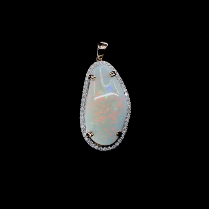 15.72ct Australian Coober Pedy Opal and Diamond Halo Pendant