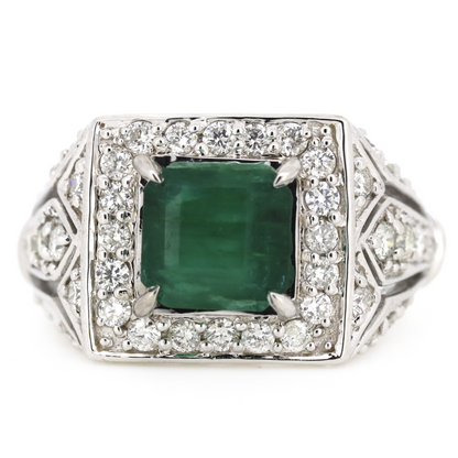 1.83ct White Gold Emerald and Diamond Statement Ring