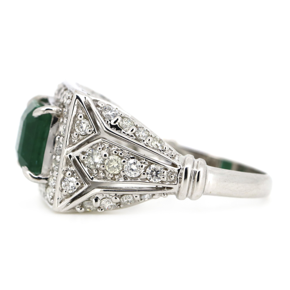 1.83ct White Gold Emerald and Diamond Statement Ring