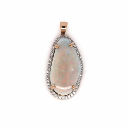 15.72ct Australian Coober Pedy Opal and Diamond Halo Pendant