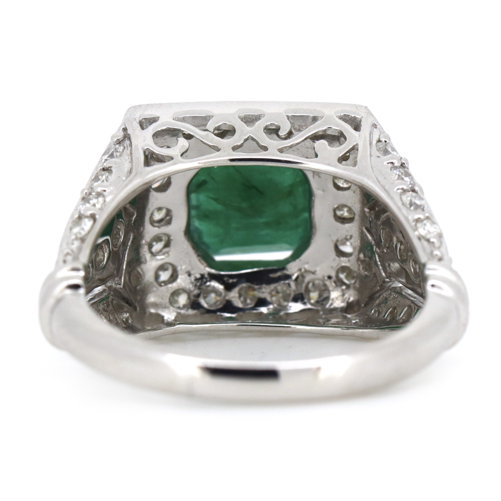 1.83ct White Gold Emerald and Diamond Statement Ring