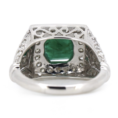 1.83ct White Gold Emerald and Diamond Statement Ring