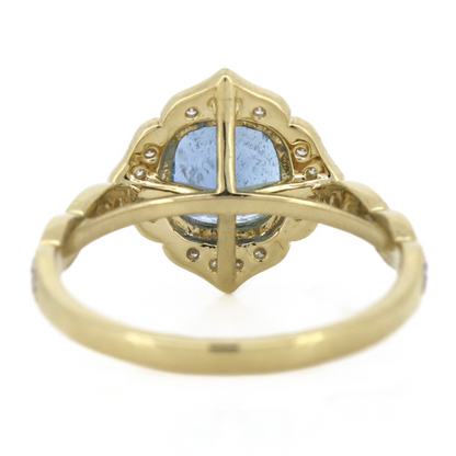 Yellow Gold/Rhodium Santa Maria Aquamarine & Diamond Halo Dress Ring