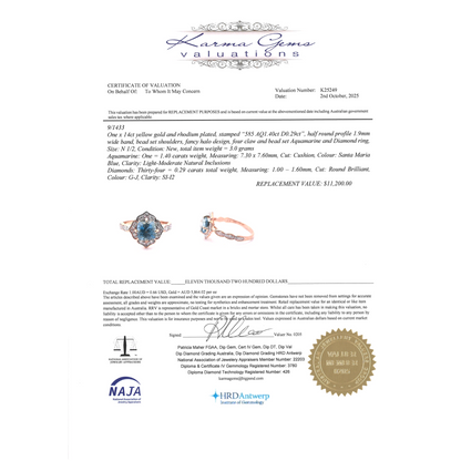 Yellow Gold/Rhodium Santa Maria Aquamarine & Diamond Halo Dress Ring