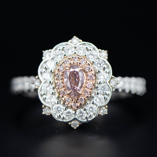 White/Rose Gold 0.23ct Pink Diamond Double Halo Ring