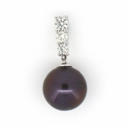 Black Cultured Tahitian Pearl and Diamond Pendant