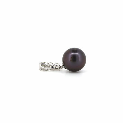 Black Cultured Tahitian Pearl and Diamond Pendant