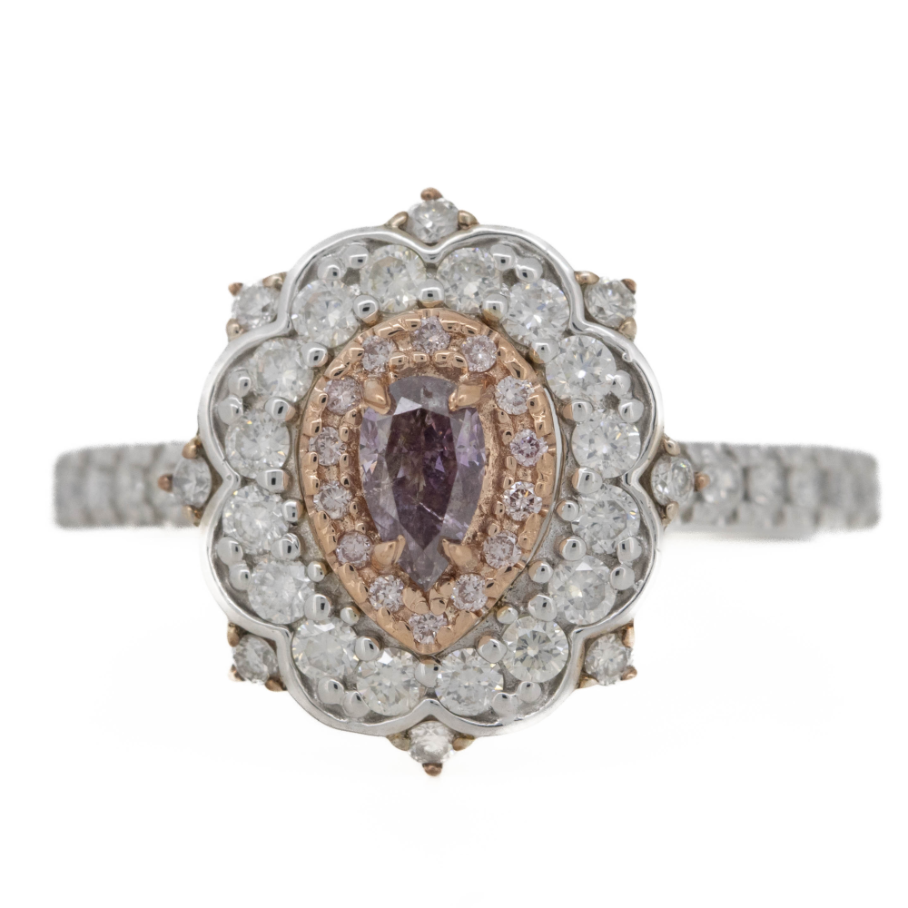 White/Rose Gold 0.23ct Pink Diamond Double Halo Ring