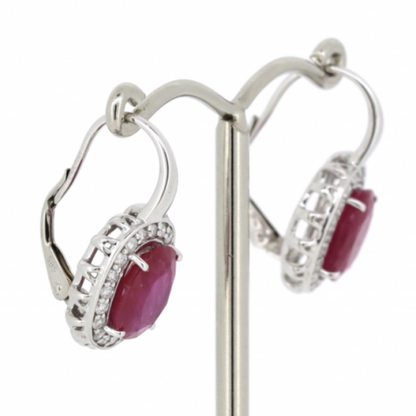 4.00ct TSW White Gold Ruby and Diamond Vintage Inspired Earrings