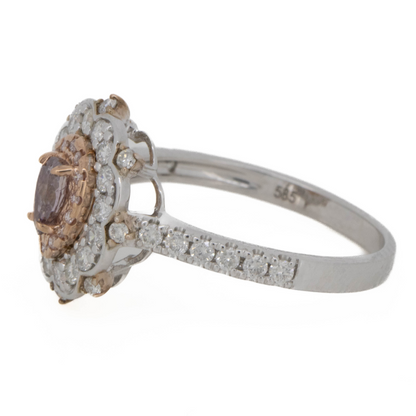 White/Rose Gold 0.23ct Pink Diamond Double Halo Ring