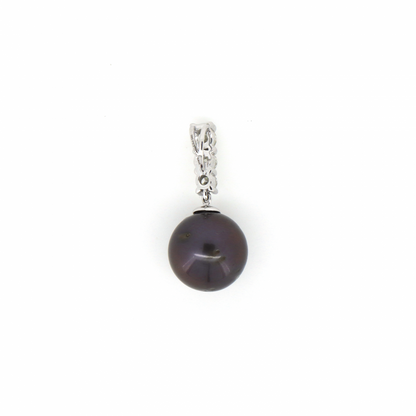 Black Cultured Tahitian Pearl and Diamond Pendant