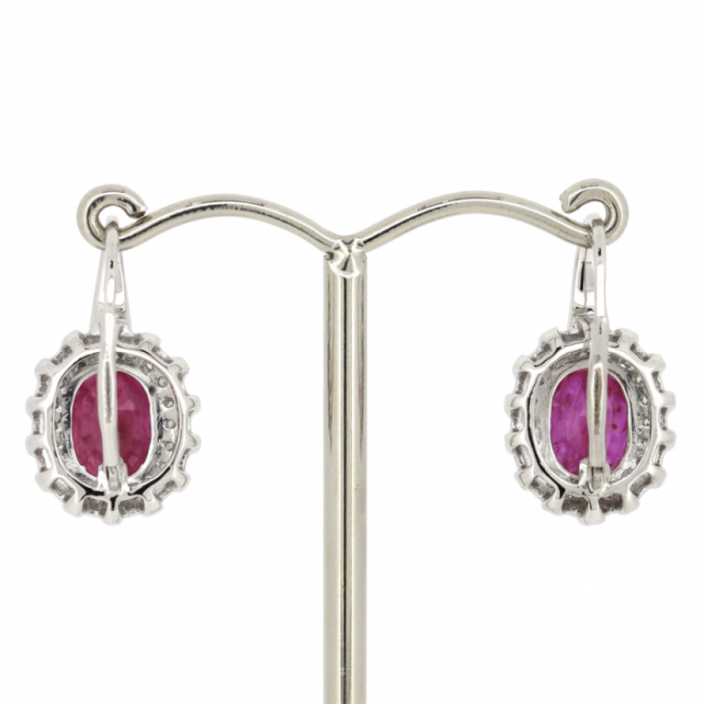 4.00ct TSW White Gold Ruby and Diamond Vintage Inspired Earrings