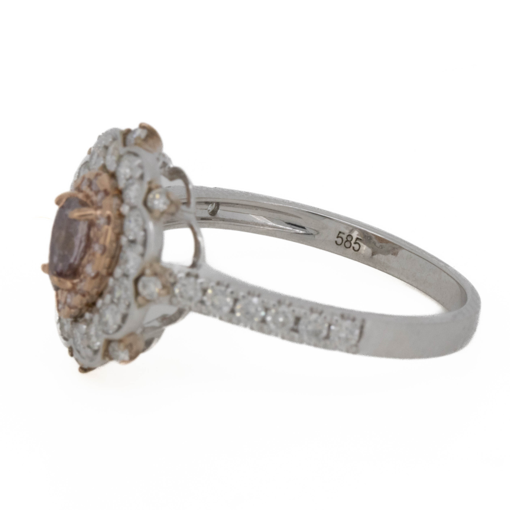 White/Rose Gold 0.23ct Pink Diamond Double Halo Ring