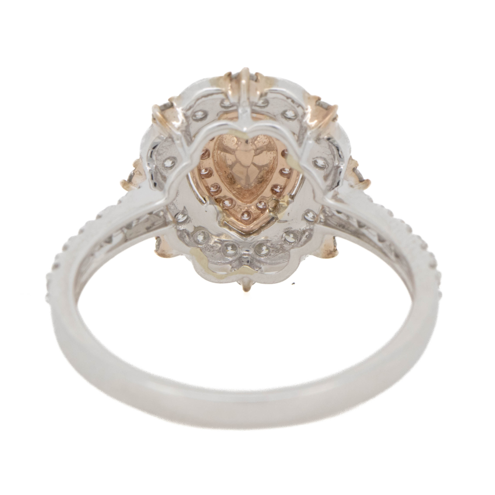 White/Rose Gold 0.23ct Pink Diamond Double Halo Ring