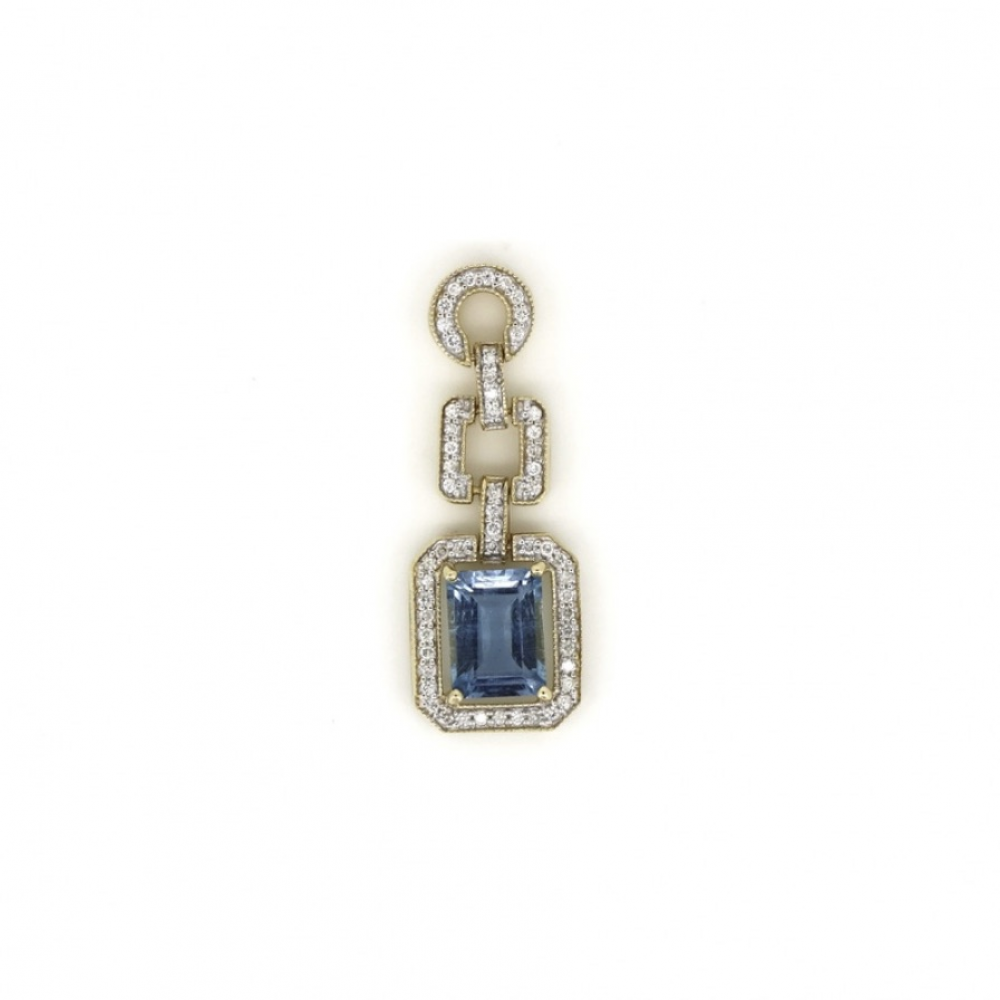 1.56ct Aquamarine and Diamond Statement Drop Pendant