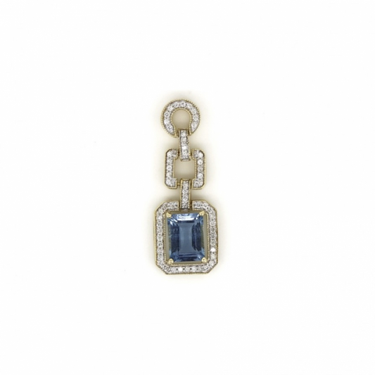 1.56ct Aquamarine and Diamond Statement Drop Pendant