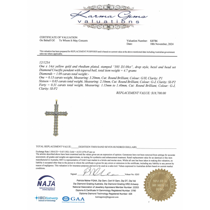 Yellow Gold Diamond Crucifix Pendant