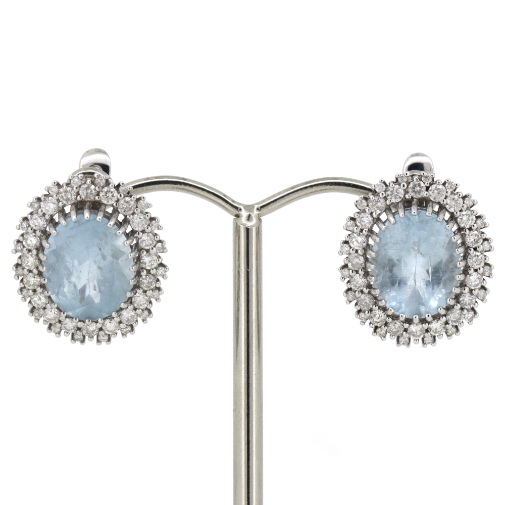 White Gold Aquamarine & Diamond Antique