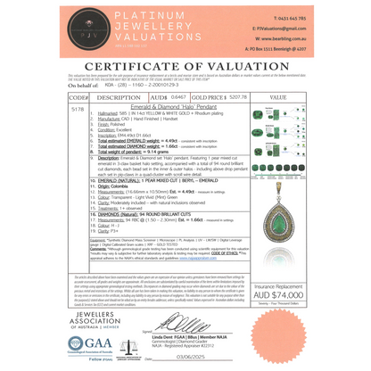 White/Yellow Gold, 4.49ct Colombian Emerald and Diamond, Pendant