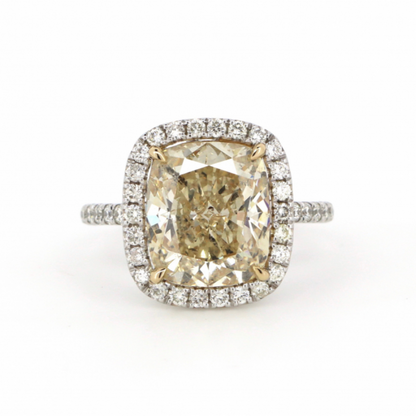 5.05ct White Gold Fancy Yellow Diamond Halo Ring