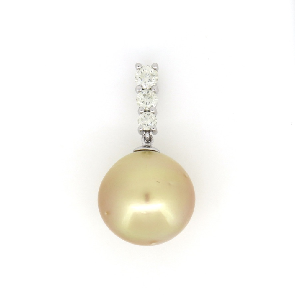 Golden South Sea Pearl & Diamond Drop Pendant