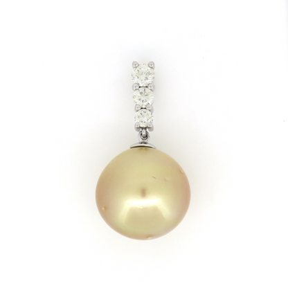 Golden South Sea Pearl & Diamond Drop Pendant