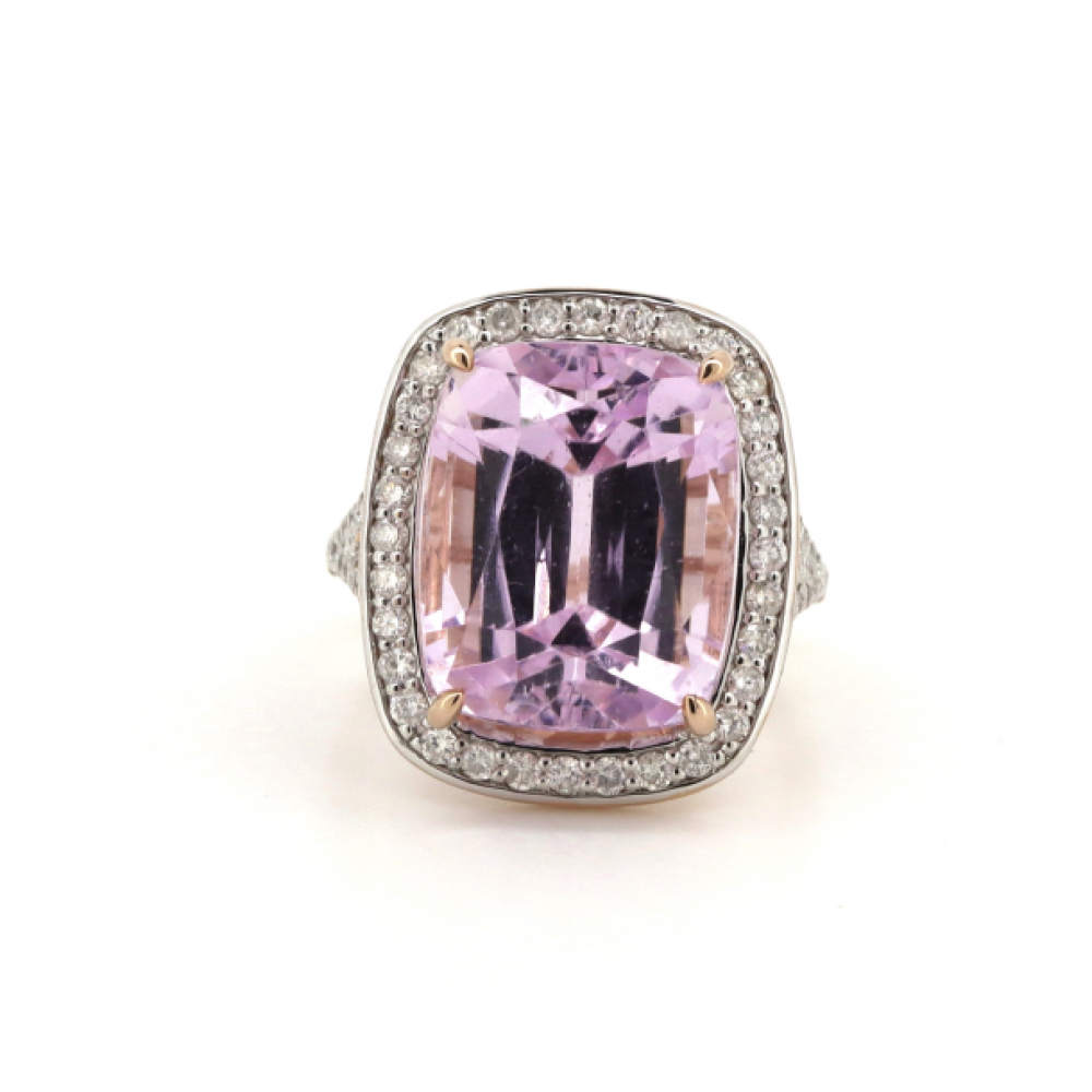 Kunzite and Diamond Cocktail Ring