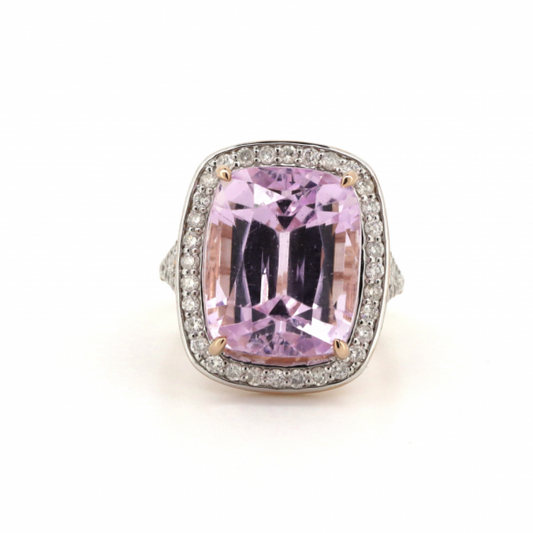 Kunzite and Diamond Cocktail Ring