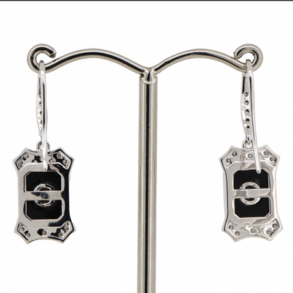 Onyx and Diamond Drop Earrings