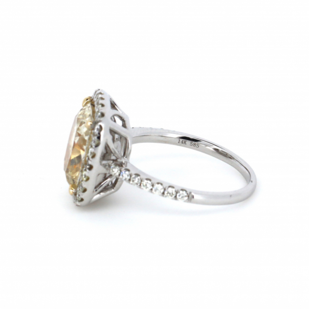 5.05ct White Gold Fancy Yellow Diamond Halo Ring